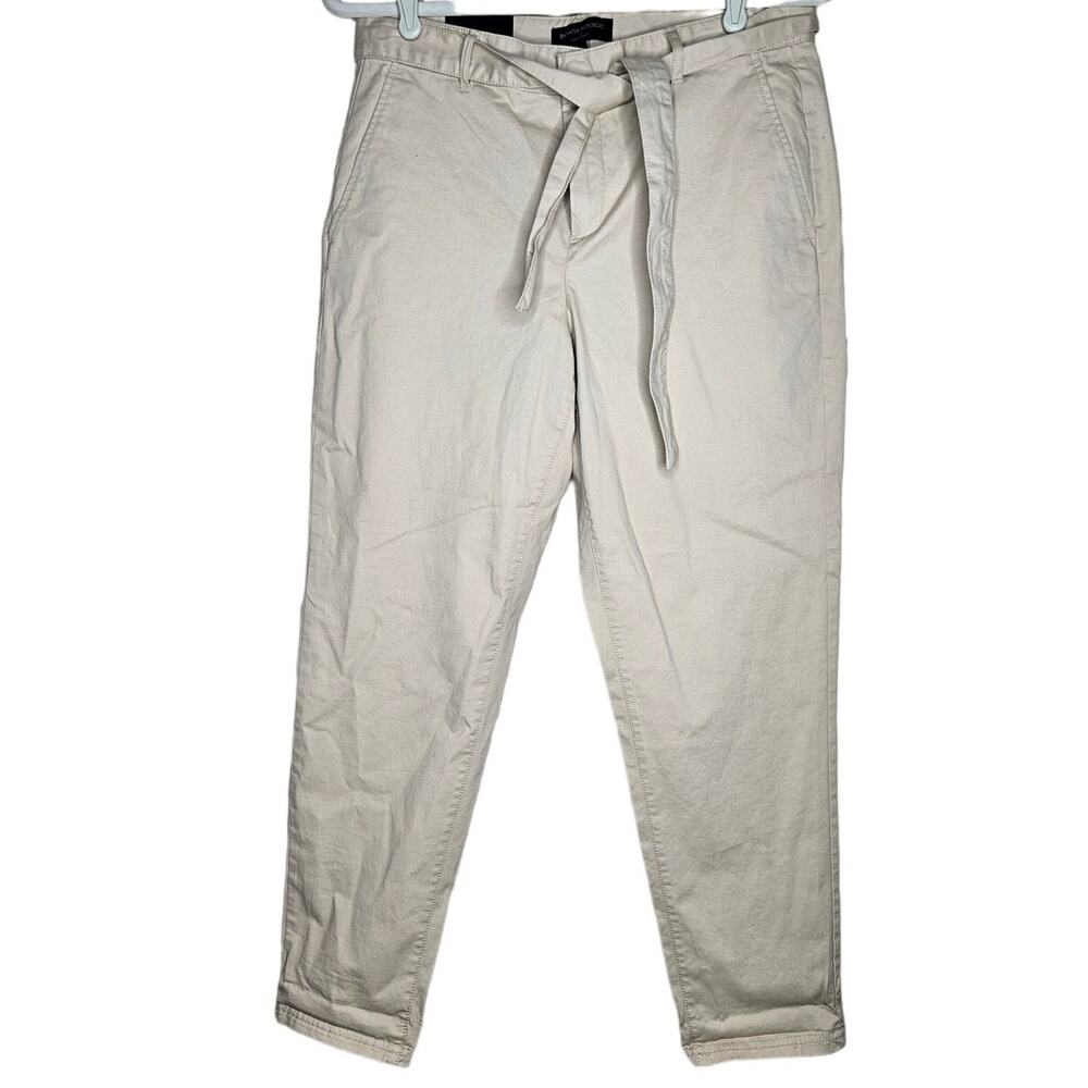 NEW Banana Republic 4 Chino Pant Belted Tan Classic Coastal Career Cottong Blend